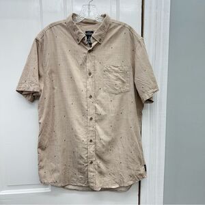 Prana 100% organic cotton‎ short sleeve button down shirt men's xl slim fit